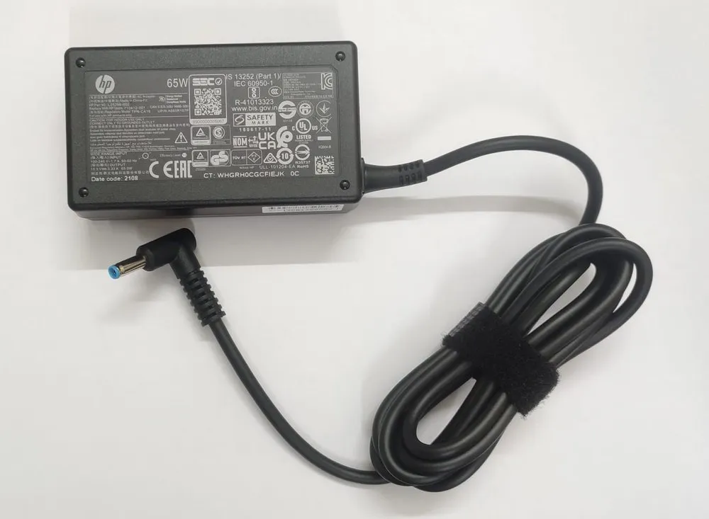 HP 65w Original Laptop Charger - Genuine AC Power Adapter Model No HP Pavilion 15-AC019NS(With Power Cable) -- MPN: HP 65W Bluetip New Shape - Image 2